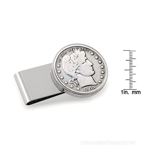 Silver Barber Half Dollar Stainless Steel Coin Money Clip