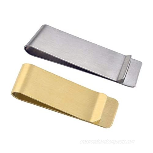 Stainless Steel Money Clip  Classic Cash Holder Money Clip Credit Card Holder(Silver & Gold)