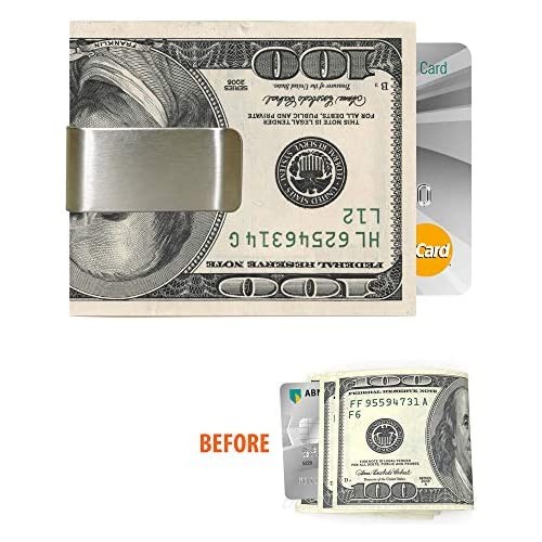 Stainless Steel Wallet Money Clip 5 Pcs Credit Card Cash Holder Minimalist