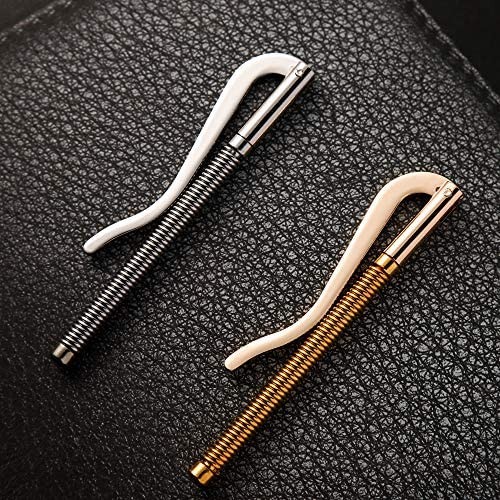 WUTA Spring Money Clip Bar Brass+Stainless Steel Bar Slim Leather Wallet Craft Supplie Open Coil Cash Holder Clamp Silver(Pack of 2)