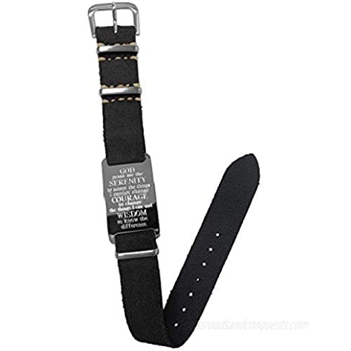 Dakota Leather Wrap Bracelet with Serenity Prayer ID Plate