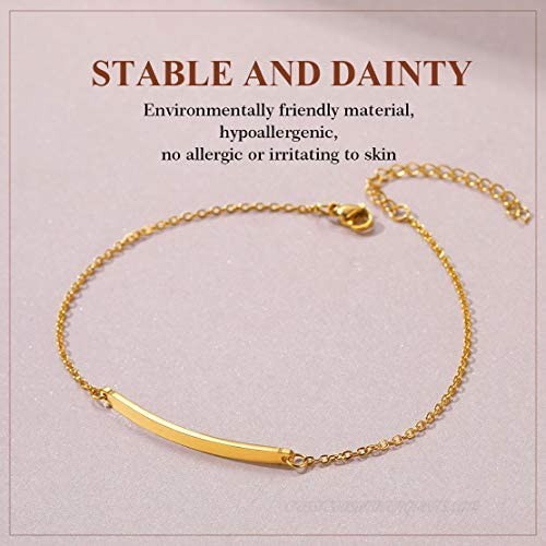FindChic Custom ID Bracelets for Women Men Blank Bar Inspirational Bracelet 8.3'' Stainless Steel/Sterling Silver Nameplate Jewelry Friendship Coordinates Thin Bangle for Girls