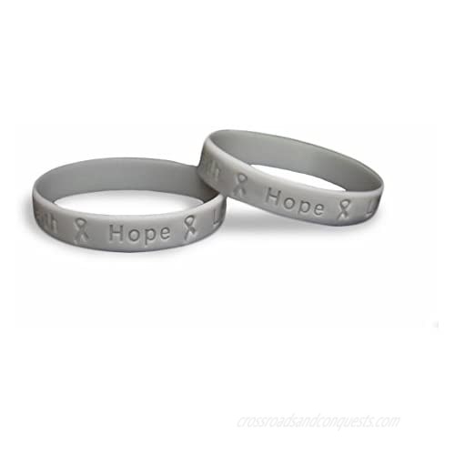 Fundraising For A Cause | Gray Silicone Bracelet - Gray Ribbon Awareness Silicone Bracelet for Adults (1 Bracelet)