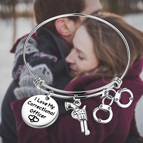 Gzrlyf Correctional Officer Wife Gifts I Love My Correctional Officer Bracelet for Wife Mom