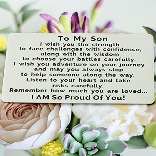 Hutimy My Son Gifts from Mom Wallet Card for Son Gift for Military Son Deployment Wallet Card for Sons to Son Walletcard