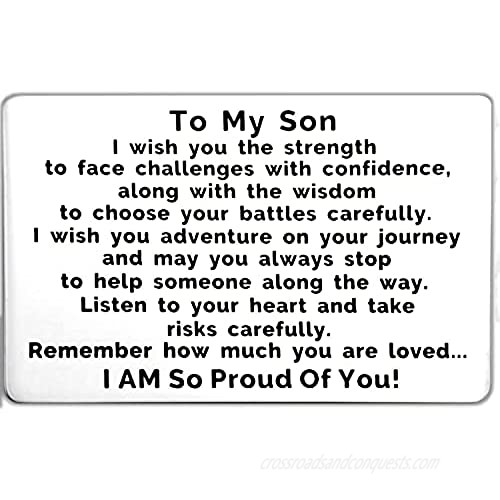 Hutimy My Son Gifts from Mom Wallet Card for Son Gift for Military Son Deployment Wallet Card for Sons to Son Walletcard