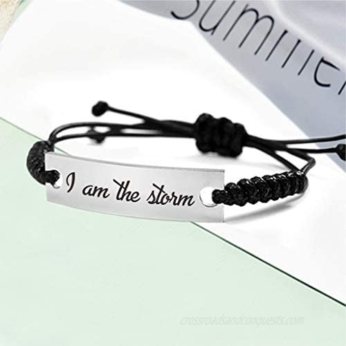 I am The Storm Gifts for Women Girl Wife Bracelet Mantra Cuff Rope Jewelry