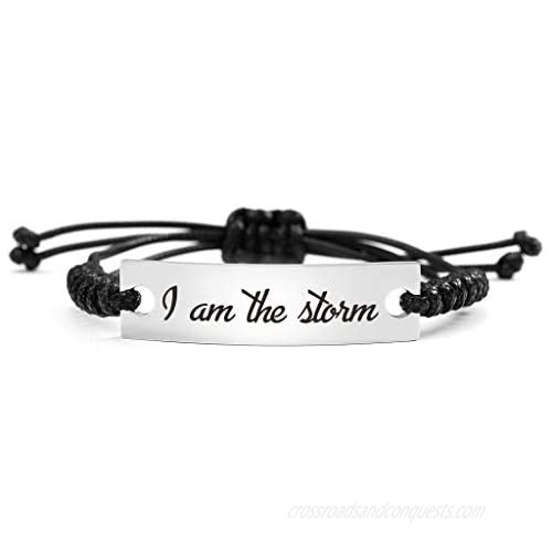 I am The Storm Gifts for Women Girl Wife Bracelet Mantra Cuff Rope Jewelry
