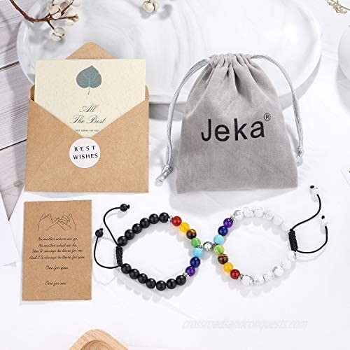 Jeka Magnetic Matching Couples Bracelets Natural Stone Beaded Long Distance Relationships Gifts for Men Women His Hers Friends