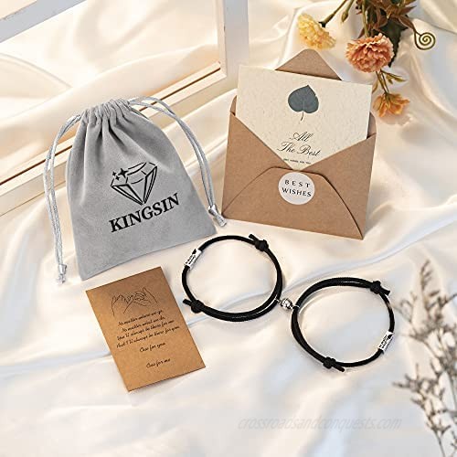 KINGSIN Couples Magnetic Mutual Attraction Bracelets Vows of Eternal Love Charms Adjustable Jewelry Gifts Set for Lover Women Men Mother Daughter Bestfriend