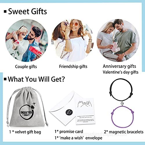 Magnetic Couples Bracelets Mutual Attraction Relationship Matching Friendship His Hers Rope Bracelet Set for Women Men Boyfriend Girlfriend Him Her BFF Best Friends
