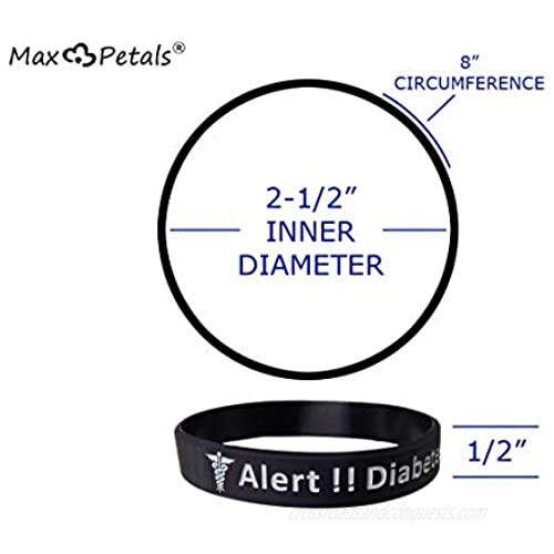 Max Petals Diabetes Type 2 Silicone Bracelet Wristbands - 5 Pack