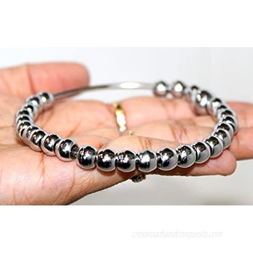 M'VIR Sikh/Punjabi Kada Beads Stainless Steel Bracelet for Women/Girls/Boys/Men/Grandpa - FREE Booklet