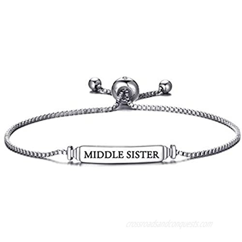 Philip Jones Middle Sister ID Friendship Bracelet with Quote Card Created with Austrian Crystals