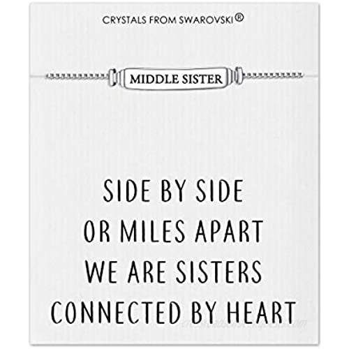 Philip Jones Middle Sister ID Friendship Bracelet with Quote Card Created with Austrian Crystals