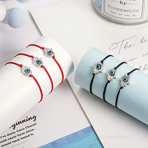 Seyaa Evil Eye Hamsa Bracelet for 6 Adjustable Ojo Turco Kabbalah Amulet Nazar Protection Bracelets for Men Women