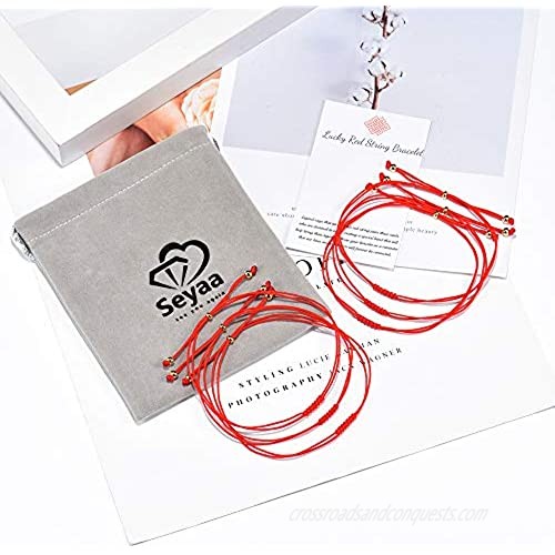 Seyaa Red String Bracelet 7 Knots Kabbalah Protection Good Luck Thread Handmade String Bracelets for Women Men Girls Boys Family Friends