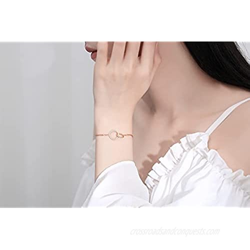 Shuniuchoot Mother Daughter Bracelet Interlocking Infinity Double Circles Dainty Bracelet for Women Mother's Day Birthday Wedding Jewelry Gifts