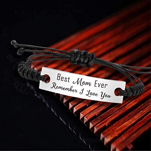 SOUSYOKYO Best Mom Ever Gifts Remember I Love You Mom Bracelet Christmas Birthday for Mother Women from Son Daughter