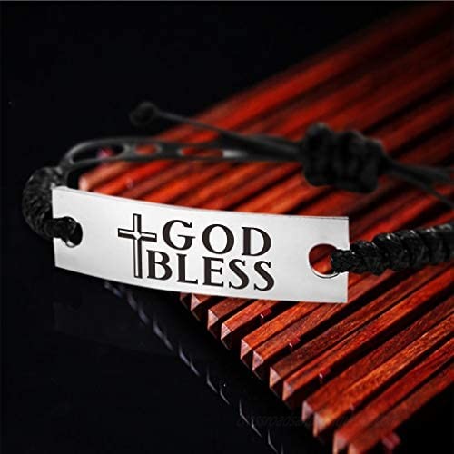 SOUSYOKYO God Bless Bracelet for Men Women Christian Gifts for Christmas Anniversary Day