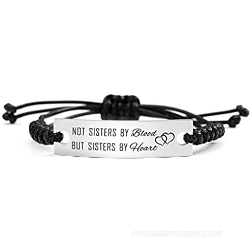 SOUSYOKYO Not Sisters by Blood But Sisters by Heart Bracelet for Women Girl Inspirational Friendship Gift