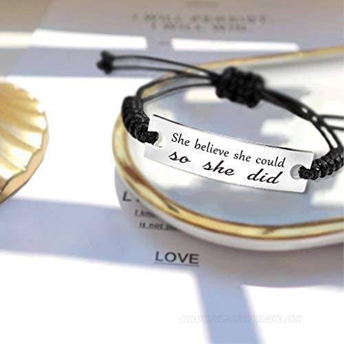 SOUSYOKYO She Believe She Could So She Did Bracelet for Her Inspirational Gifts for Women Empowerment Motivational Jewelry