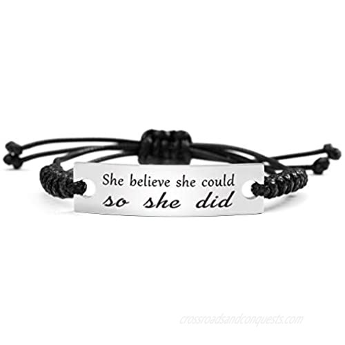 SOUSYOKYO She Believe She Could So She Did Bracelet for Her Inspirational Gifts for Women Empowerment Motivational Jewelry