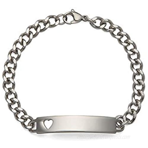 Speidel Ladie's ID Bracelet with Heart Cutout Plaque in Silver & Gold Tone w/Engraving Options