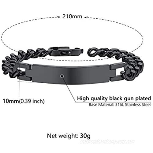 Supcare Personalized Bracelet for Men Adjustable Fashion Jewelry Wrist Chain Silver/Gold/Black 316L Stainless Steel Chain Link Gift for Men Women Teen Boy(with Gift Box)