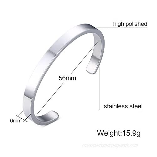 XUANPAI 6MM Free Custom Engraving Initial Name Date Stainless Steel Cuff Bangle Bracelet for Women Men