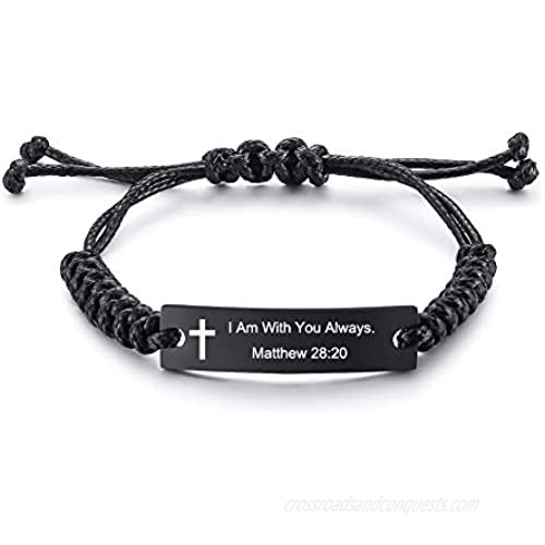 XUANPAI Adjustable Braided Woven Bracelet Bible Verse Quote Scripture Christian Religious Inspiring Jewelry Adjustable