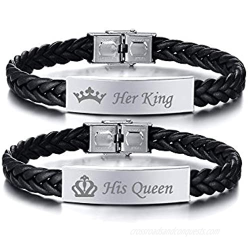 XUANPAI Personalized Black Stainless Steel ID Message Braided Leather Bracelets Jewelry for him Custom Men Bracelet
