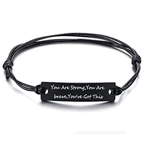 XUANPAI Personalized Inspirational Mantra Quote Bar Bracelet Encouragement Motivational Gift for Men Women Adjustable Cord Bracelets