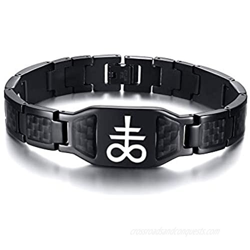 XUANPAI Stainless Steel Wristband ID Cross Bracelet Prayer Jewelry for Men Boys Adjustable