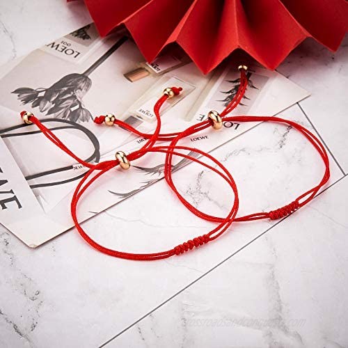 12 Pieces Red Rope Bracelet 7 Knots Kabbalah Protection Red Cord Bracelet for Women Men Protection and Good Luck Favors