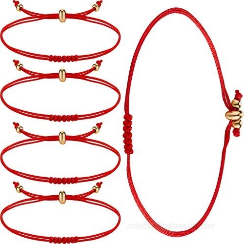 12 Pieces Red Rope Bracelet 7 Knots Kabbalah Protection Red Cord Bracelet for Women Men Protection and Good Luck Favors