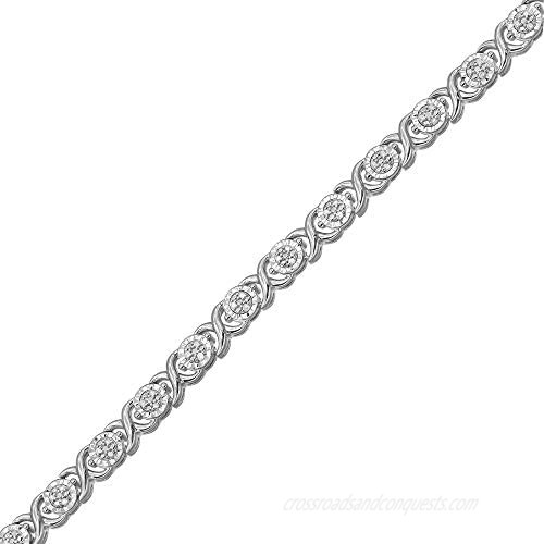 1/4 Carat Diamond Sterling Silver Miracle Plate Cross link Diamond Bracelet (Diamond Quality IJ-I3) | Real Diamond Bracelet For Women | Gift Box Included Rose Gold Sterling Silver Yellow Gold