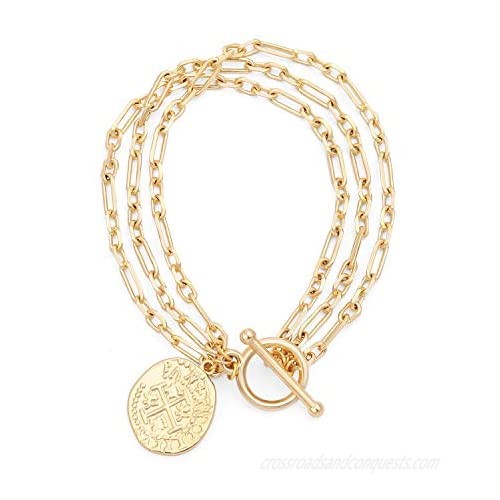18k Gold Dainty Link Chain Bracelet Cross Evil Eye Charm Bracelet Trendy Layering Stacking Jewelry