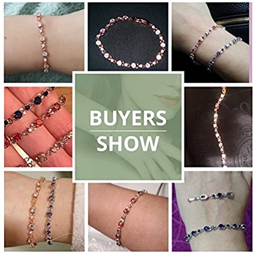 BAMOER Luxury Slender Rose Gold Plated Bracelet with Sparkling 5 Style Cubic Zirconia Stones to Choice