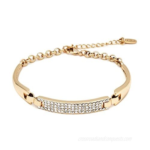 Barzel 18K Gold  Rose Gold Plated or White Gold Plated Bling Crystal ID Bracelet