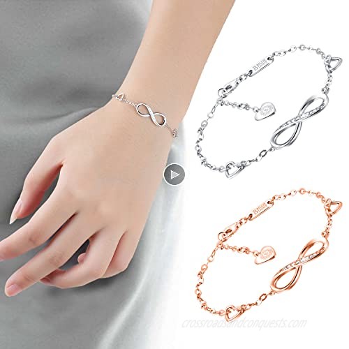 Billie Bijoux Womens 925 Sterling Silver Infinity Endless Love Symbol Charm Adjustable Bracelet Gift for Women Girls Mom