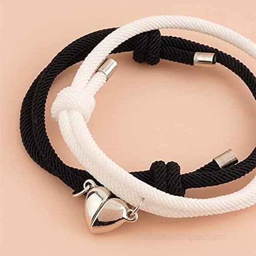 Dlihc 2pcs Magnetic Couple Bracelets for Women Men Sun and Moon Attraction Matching Bracelet Lover Gifts for Boyfriend Girlfriend Best Friend