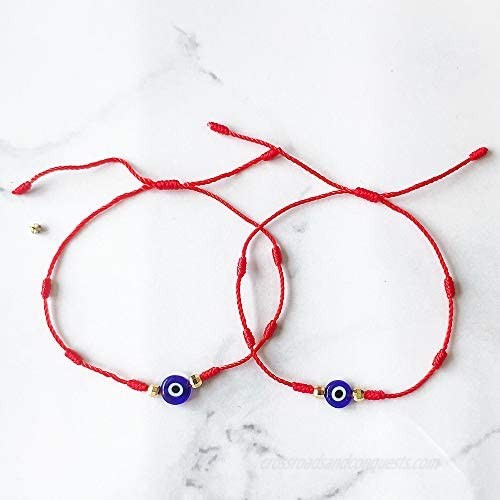 Evil Eye Bracelet 7 Knot Lucky Bracelets Adjustable Kabbalah String Bracelet for Women Men Family Fits Adult