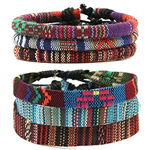 HZMAN Mix 6 Wrap Bracelets Men Women Hemp Cords Ethnic Tribal Bracelets Wristbands