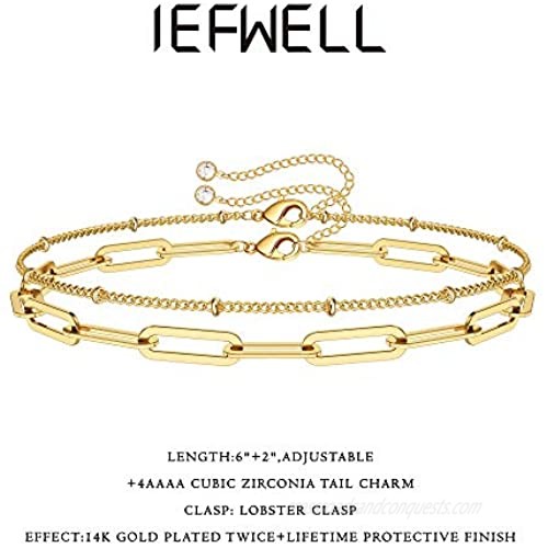 IEFWELL Dainty Gold Layered Bracelets for Women 14K Gold Plated Layered Bead Bracelets Handmade Tiny Cute Elegant Turquoise Pearls Bar Beaded Gold Evil Eye Gifts for Women Teen Girls