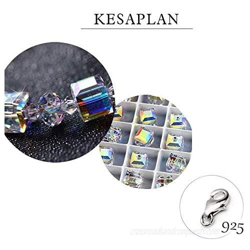Kesaplan Elemental Crystal Bracelet for Women 925 Sterling Silver Adjustable Link Bracelet Valentines Day Gifts for Friends and Lovers Jewelry Gifts for Mom and Wife