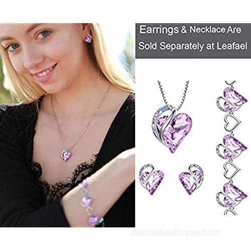 Leafael Infinity Love Heart Link Bracelet with Birthstone Crystal Women's Gifts Silver-Tone 7 with 2 Extender