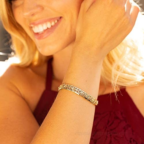 Lifetime Jewelry 9mm Filigree Bracelet for Women 24k Real Gold Plated Charm