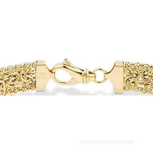 MiaBella 18K Gold Over Sterling Silver Italian Byzantine Beaded Mesh Link Chain Bracelet for Women 6.5 7 7.5 8 Inch 925 Handmade in Italy