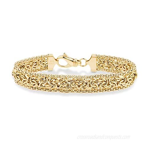 MiaBella 18K Gold Over Sterling Silver Italian Byzantine Beaded Mesh Link Chain Bracelet for Women 6.5  7  7.5  8 Inch 925 Handmade in Italy